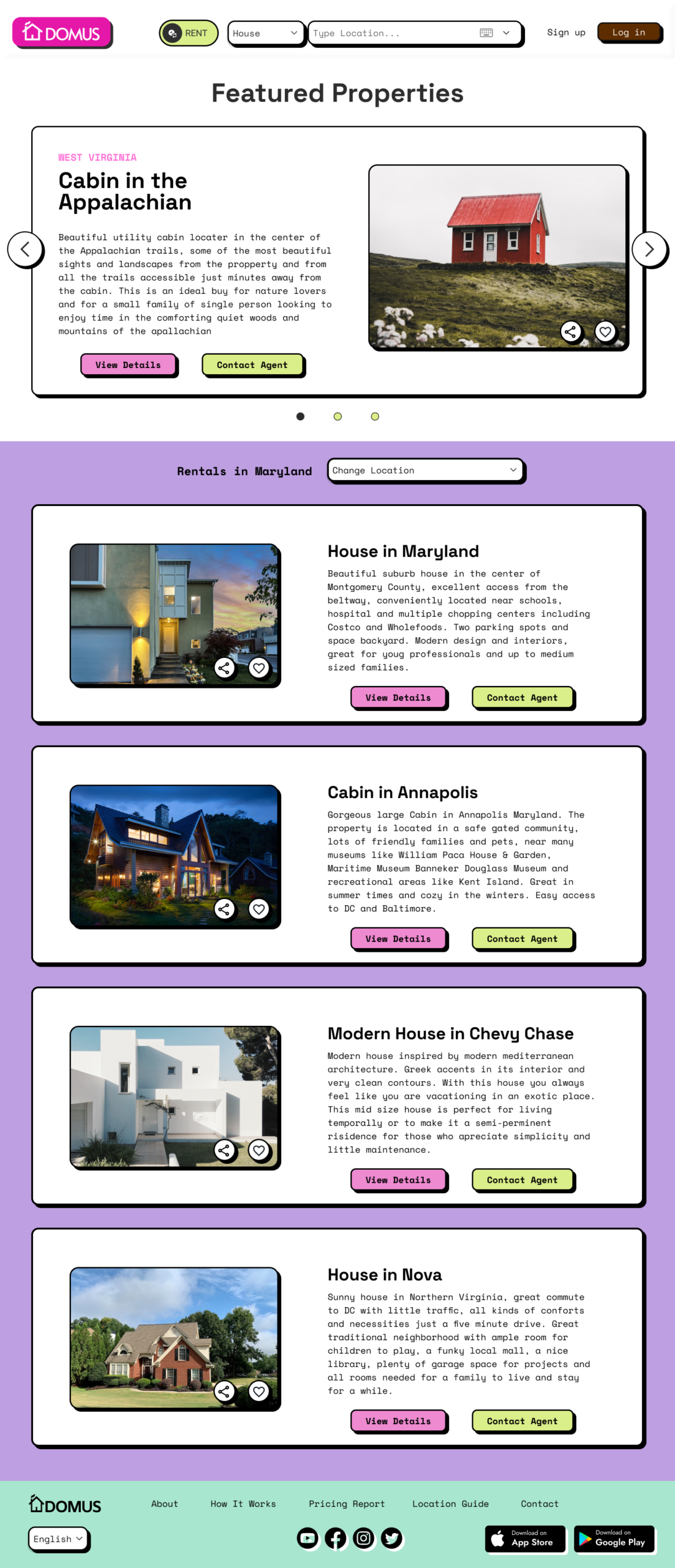 Domus: home page not logged in