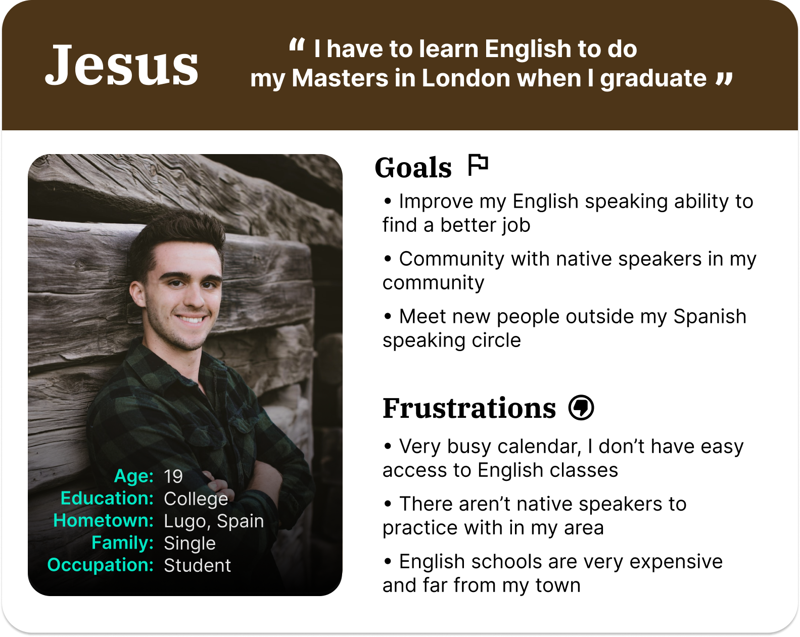 Jesus Persona with details, goals and frustrations