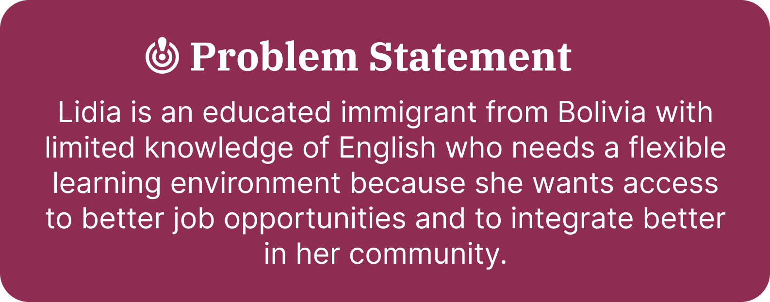 Lidia Persona Problem Statement