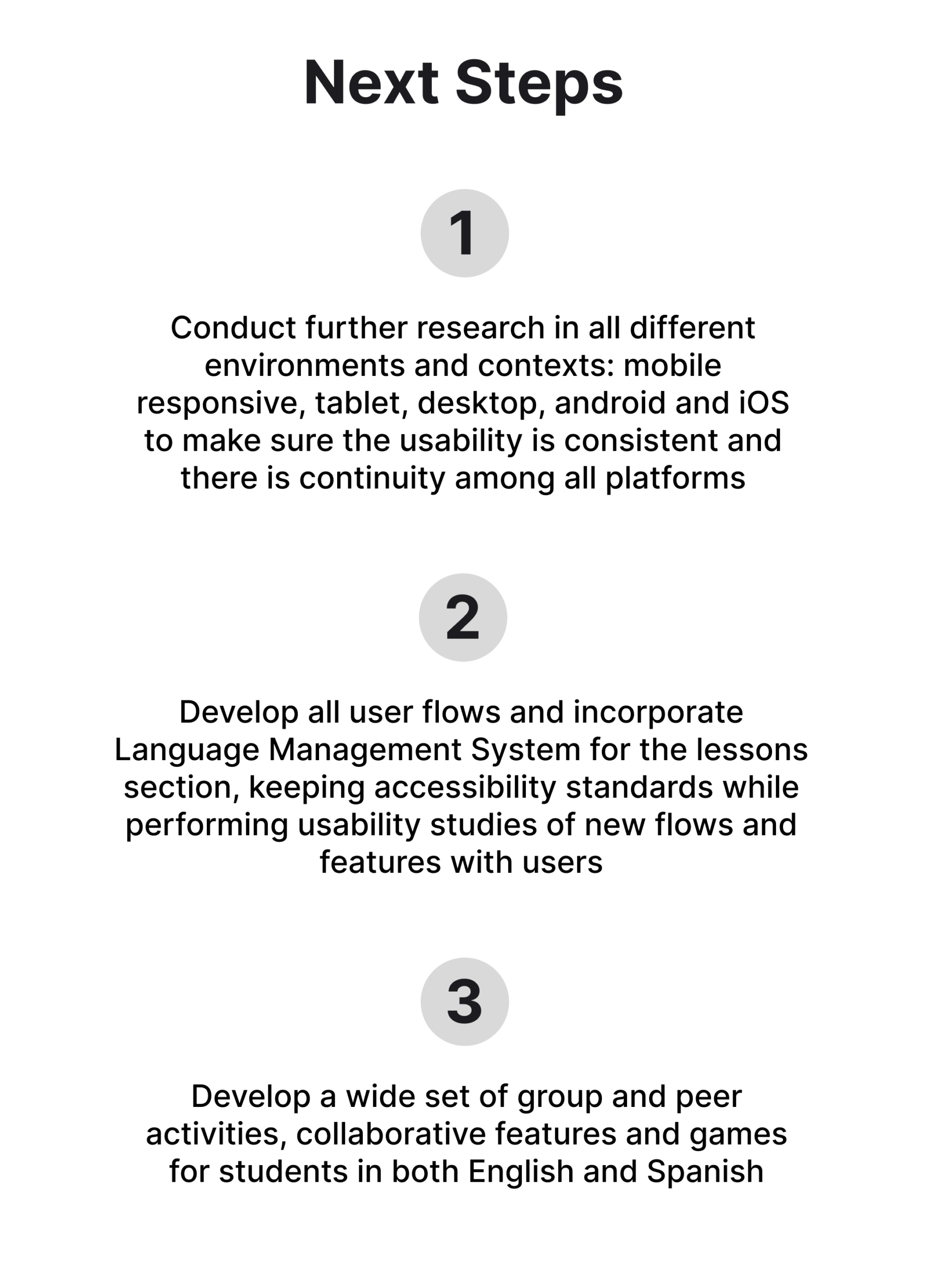 Next steps with three items to develop WETalk further