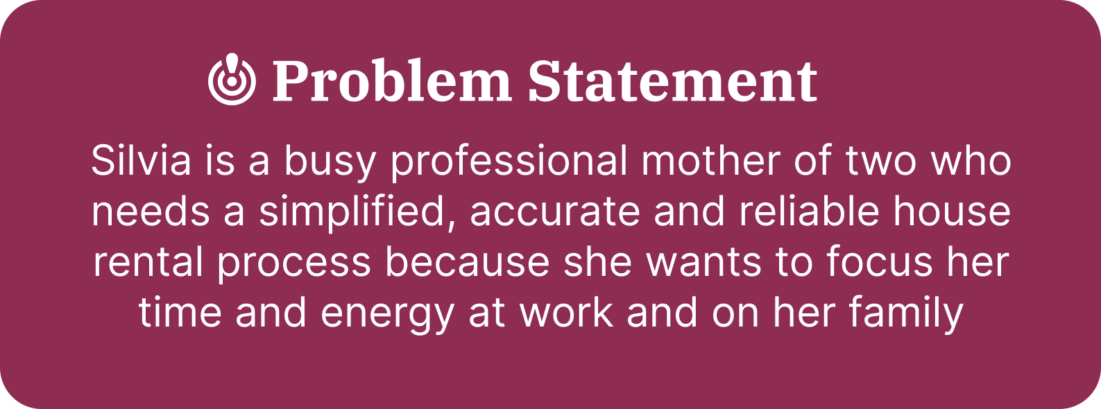 Silvia persona problem statement