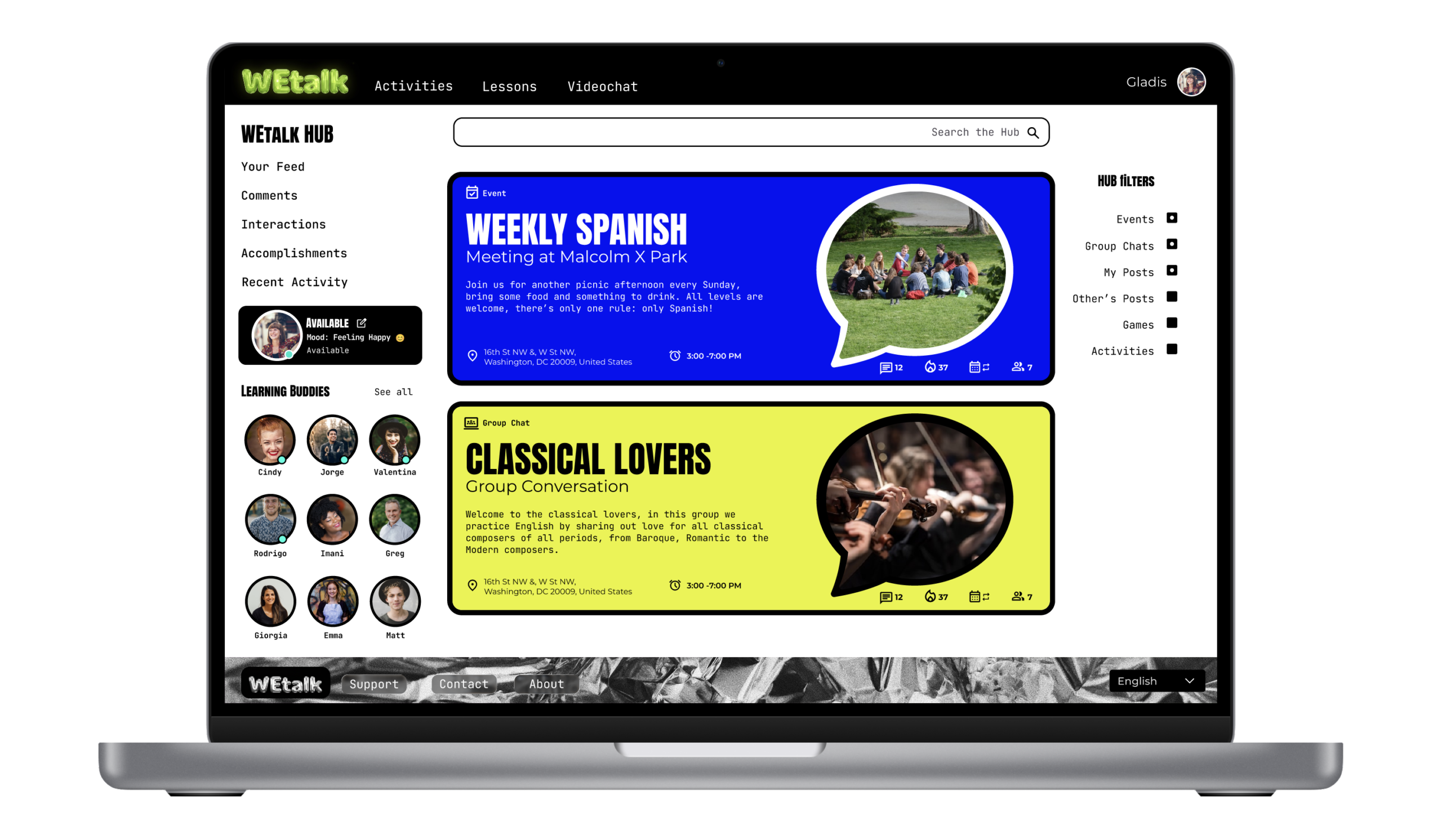 WEtalk homepage with the WEtalk HUB feed